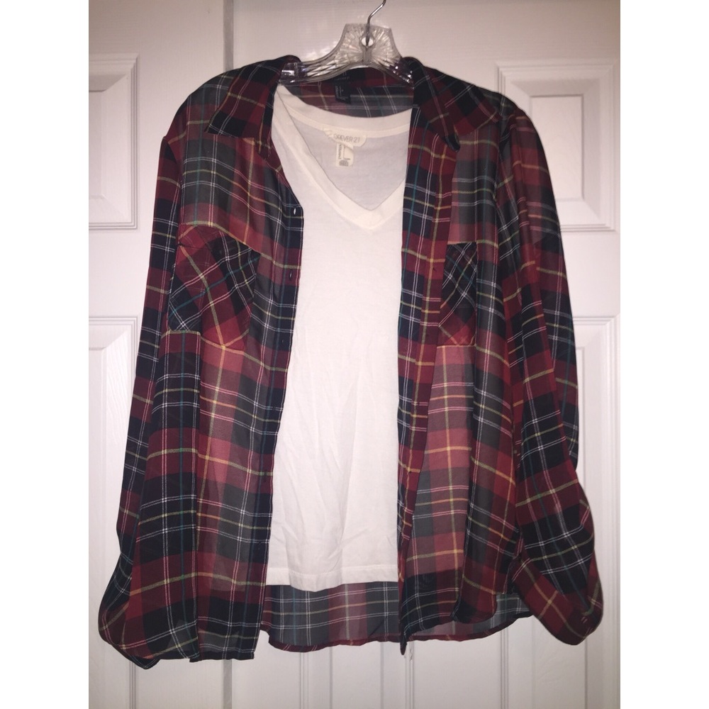 Sheer flannel with plain white t-shirt